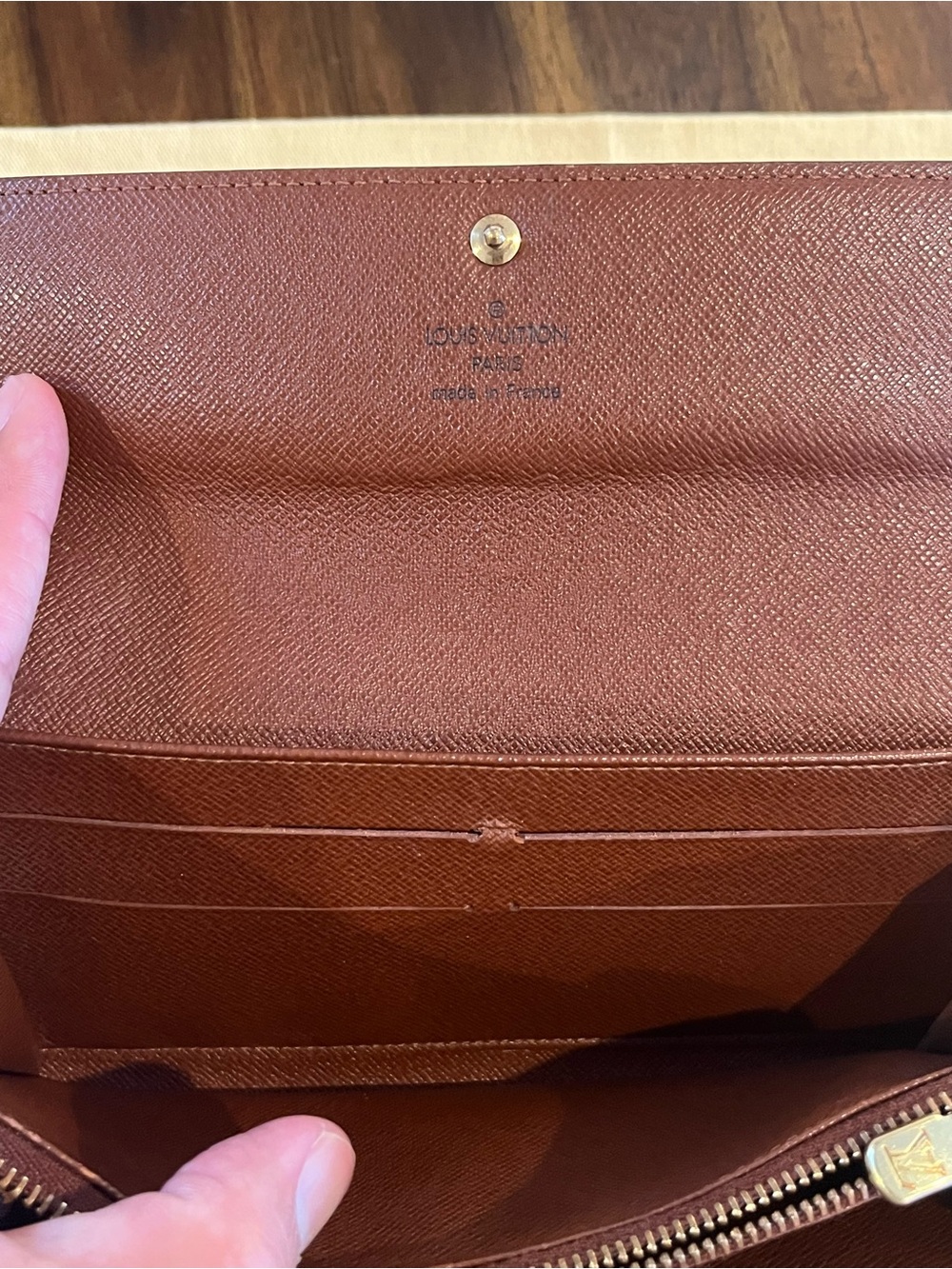 Louis Vuitton Monogram Canvas Dark Brown Continental Wallet with Gold Snap - Picture 6 of 7